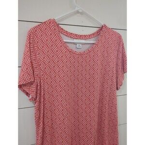Liz Claiborne women's XL rayon spandex pink geometric print top spring summer